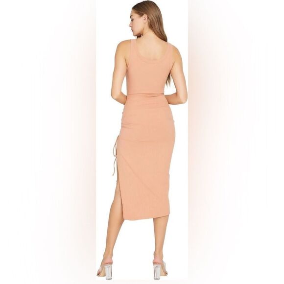 NWT l*space ribbed women's sandpiper‎ dress in size large with ruching and slit - Picture 3 of 11
